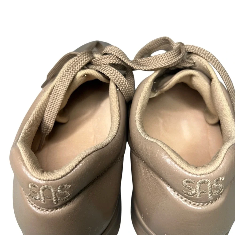 SAS Free Time Walking Shoes Womens Size 9W Mocha Leather Comfort Extra Laces